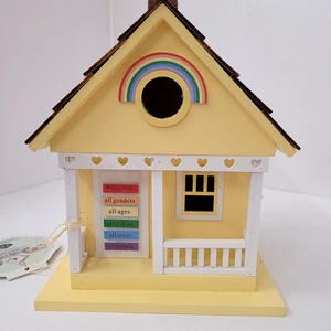 NWT - LGBTQ Gay Lesbian Rainbow Pride Wooden Birdhouse Cottage Charming - Picture 1 of 12