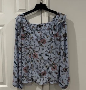 Banana Republic Bauerntop mit eckigem Ausschnitt Blumenmuster hellblau Damen XL - Bild 1 von 4