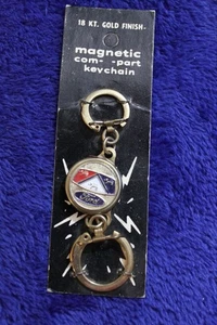 NOS 18 KT Gold Finish Magnetic Ford Valet Key Ring Key Chain Key Ring Fob - Picture 1 of 6