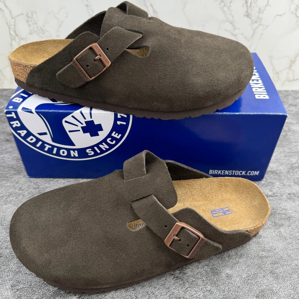 Birkenstock Boston Plantilla Suave Moca Gamuza Cuero Zapatillas Unisex/EU37-45 Foto 1 de 4