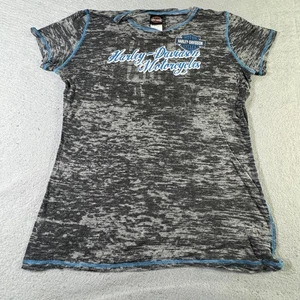 Harley-Davidson Shirt Womens 1X Black Gray Blue Mason City Iowa Biker Motorcycle - Picture 1 of 14