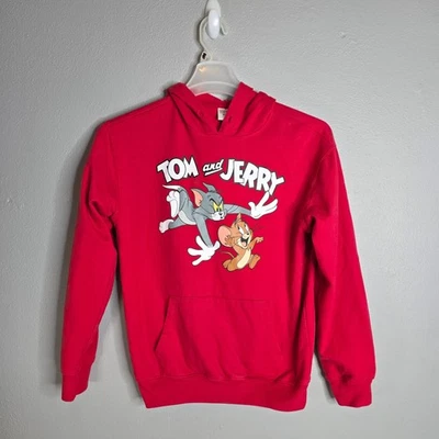 Tom & Jerry Girls Hoodie Red Pullover Size M (7–9) Graphic Cotton Blend Cart - Image 1 of 4