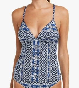 Camiseta Tankini La Blanca con Tirantes Espalda 8/10 Geométrica Azul Negro Vacation Resort - Imagen 1 de 7
