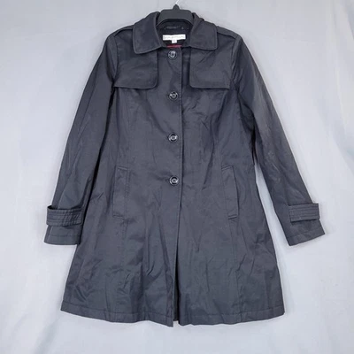 Casaco feminino Via Spiga preto grande forrado botões de comprimento médio - Imagem 1 de 4