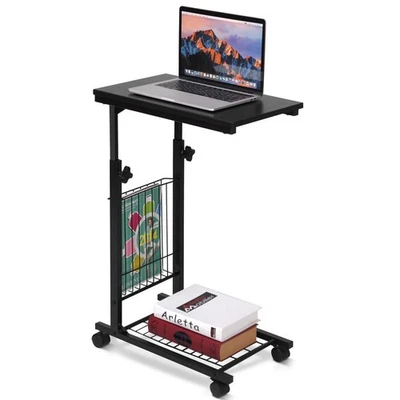 Sofa Side Table Height Adjustable Snack End Slide Under Table Rolling Casters - Image 1 of 4