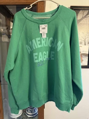 全新带标签 American Eagle Outfitters Funday 连帽衫女式绿色 XL 卫衣 — 第 1/3 张图片
