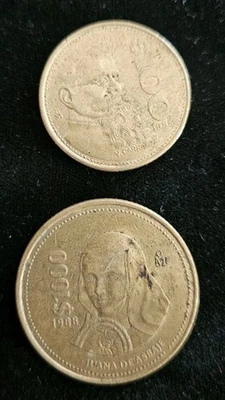 1989 1000 Pesos And 1989 500 Pesos Mexico 2 Coin Lot - Image 1 of 2