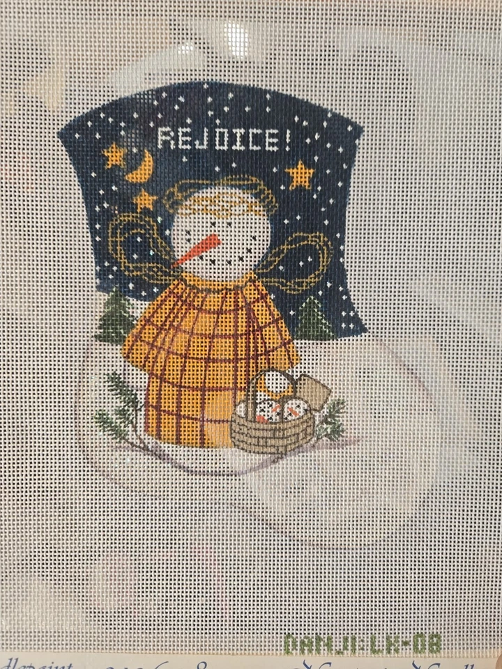 Vintage Needlepoint Danji Little Snowman Stocking Handpainted Canvas 6x8" - Image 1 of 1