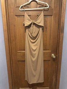 Lyaner XL Bodycon Maxi Tank Dress Tie Know Cut Out Dress Split Hemi - Picture 1 of 9