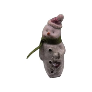 4.25 Inch Snowman With Red Hay And Green Scarf - Picture 1 of 4