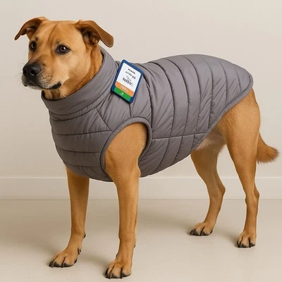Top Paw Dog Puffer Vest Coat Grey/Gray, Size Large Winter Jacket - Image 1 of 4