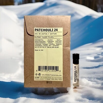 Le Labo Patchouli 24 парфюмированная вода EDP пробник флакон 0,025 унц, 0,75 мл новый в мешочке - Изображение 1 из 2