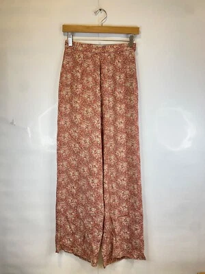 Laura Ashley Red Pink Floral Flowy Viscose Pant Cottage Core Vintage US Size 6 - Image 1 of 4