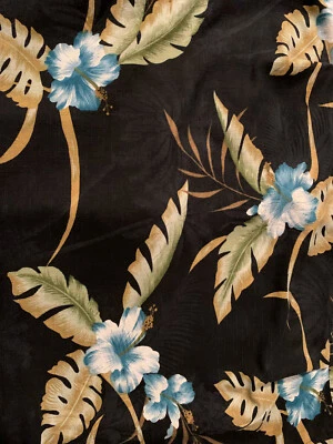 Trader Bay Hawaiian Camp Silk Shirt L Large Hibiscus Flowers Plants Leaves Men's - Image 1 of 3