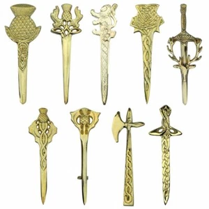  Scottish Kilt Pin Gold Plated 4" Various Design/Highland Kilt Pins & Brooches - Picture 1 of 4