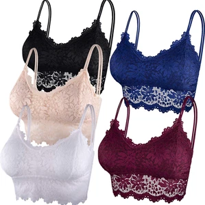 5 Pcs Lace Bralettes for Women Bralette Padded Lace Bandeau Bra - Picture 1 of 20