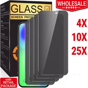 Wholesale Privacy GLASS Screen Protector For iPhone 16 15 14 13 12 11 Pro Max XR - Picture 1 of 18