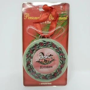 Stravina Personalized Christmas Tin Ornament KRISTEN, with magnet & photo insert - Picture 1 of 3