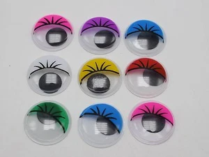 100 Mixed Color Eyelashes Wiggly Wobbly Googly Eyes 20mm foy DIY Doll Scrapbook - Picture 1 of 4