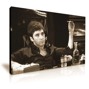 Schal Tony Montana Leinwand Wandkunst Bilddruck 76x50cm Sepia Farbe - Bild 1 von 7