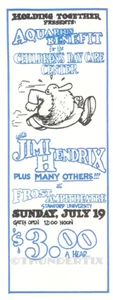 1 1968 JIMI HENDRIX UNUSED FULL TICKET STANFORD BLUE CONCERT laminated reprint - Picture 1 of 1