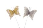 12PC 4" White Feather Butterfly w Gold or Silver Glitter DIY Wedding Cake Topper