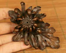 Asian old rare red copper hand carving chrysanthemum statue noble decoration