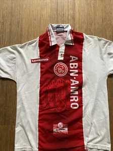 + VINTAGE AJAX AMSTERDAM HOLLAND 1997/1998 HEIMFUSSBALL SHIRT TRIKOT UMBRO - Bild 1 von 4