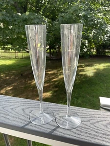 Pair Waterford Crystal Elegance Trumpet Flutes Clear 11" - Picture 1 of 3