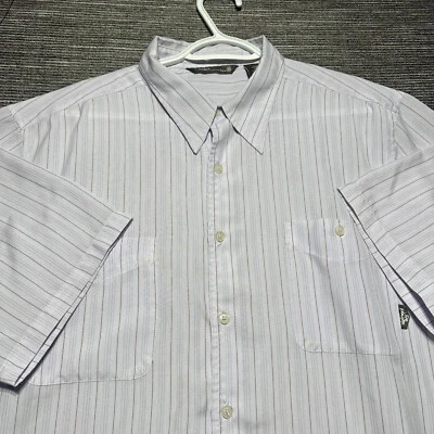 Element Button Up Shirt Men's L Purple Striped Y2K Short Sleeve - Image 1 of 4