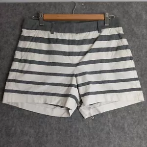 Witchery Shorts Womens Size 8 Grey White Striped Cotton Pockets Casual Short - Picture 1 of 9