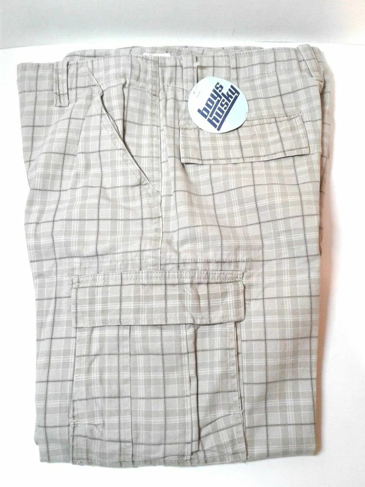 NWT Canyon River Blues Cargo Pants 32H Boys Husky 32W x 27L Cotton Plaid Checked - Image 1 of 4