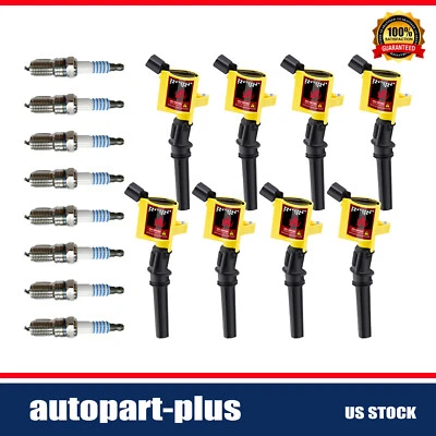 Juego de 8 bujías de iridio y bobinas de encendido para Lincoln Town Car 4,6 L DG508 Foto 1 de 4