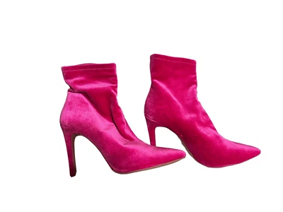 Jessica Simpson Barbie ярко розовый измельченный бархат ботинки на шпильке размер 8,5 - Изображение 1 из 4