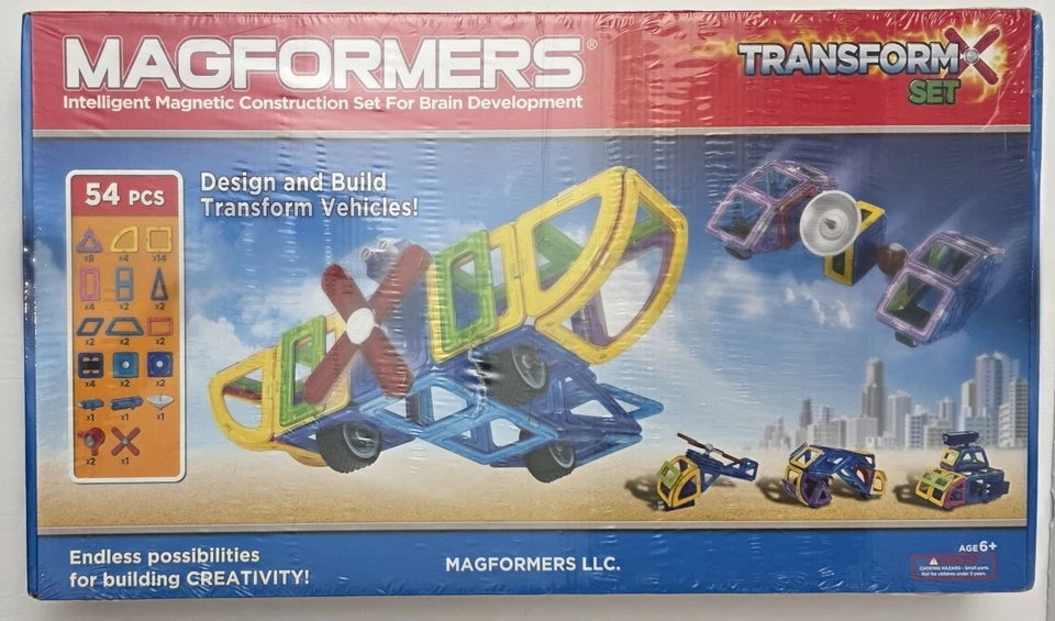 NEW 54 Piece Magformers Transform X Magnetic Design Build Vehicles Sealed - Image 1 of 4
