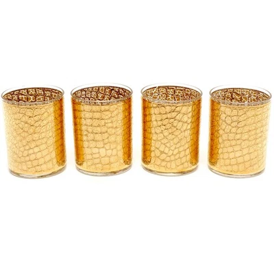 Juego de 4 vasos de barra retro Culver oro 22k cocodrilo doble antiguo años 60  Foto 1 de 4