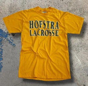 Vintage Hofstra University Lacrosse Medium Team Issued Crew Neck Yellow T-Shirt - Picture 1 of 11