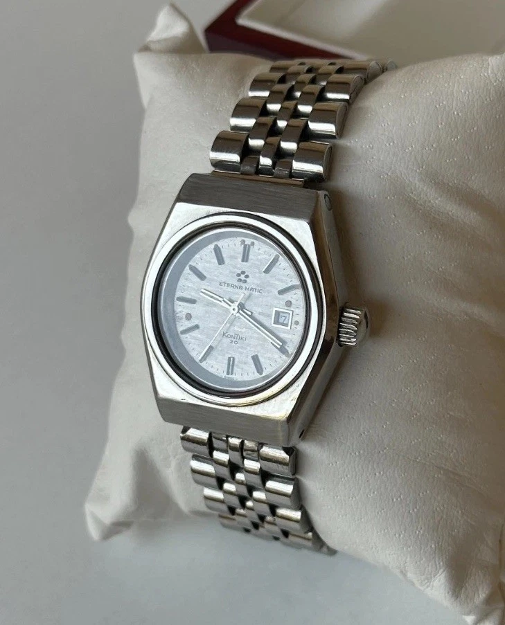 1970's vintage Eterna Matic Kontiki 20 watch Automatic big crown date 30mm Rare - image 1 of 4