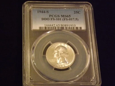 1944-S      25C     Washington Quarter    DDO      PCGS MS 65 - Image 1 of 2