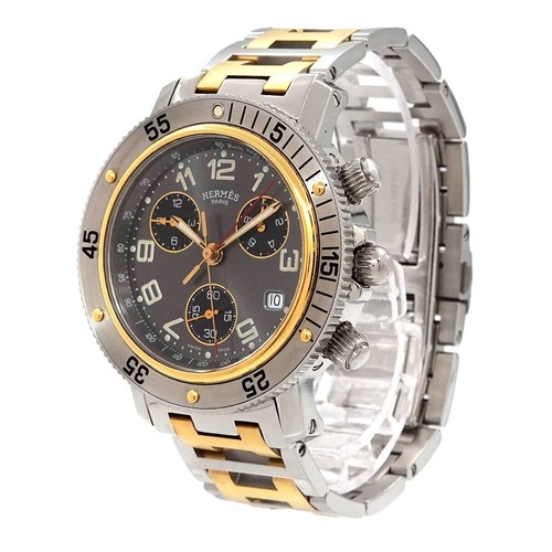 HERMÈS OROLOGIO DA POLSO UOMO HERMES CL2 920 CLIPPER DIVER CHRONOGRAPH COMBI DATA GRIGIO QUARZO