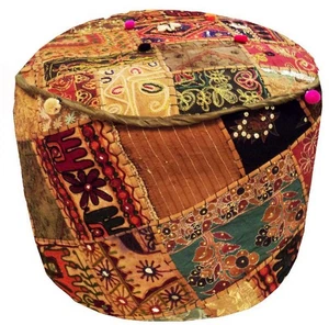 24" FOLK BANJARA DÉCOR FURNITURE OTTOMAN POUF STOOL PILLOW CHAIR COVER POUFFE - Picture 1 of 13