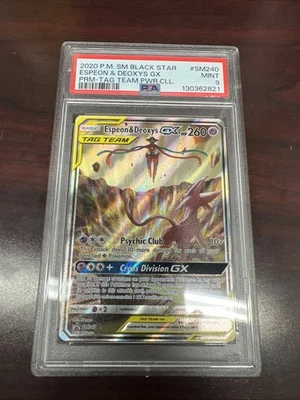Pokemon Espeon & Deoxys GX SM240 PSA 9 Sun & Moon Black Star Promo - Image 1 of 4