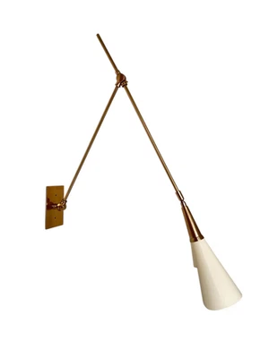 Raw Brass Mid Century Modern Wall Sconce | Handmade Vintage Reading Lamp - Image 1 of 4