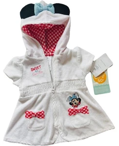 Disney Store Minnie Mouse Infant Beach / Pool Coverup Hooded Size 3-6 Month - Picture 1 of 7