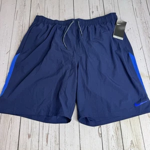 NEW Nike 9" Core Contend Swim Trunks Repel Mens XXL Navy Blue Shorts NWT - Picture 1 of 11