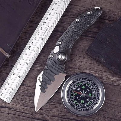 Cuchillo Plegable de Bolsillo Hoja de Acero Inoxidable D2 Mango de Aluminio Negro de Alta Calidad Foto 1 de 4