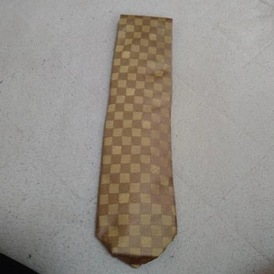 LOUIS VUITTON Gold Plaid Tie Genuine Used Direct from JAPAN - Picture 1 of 9