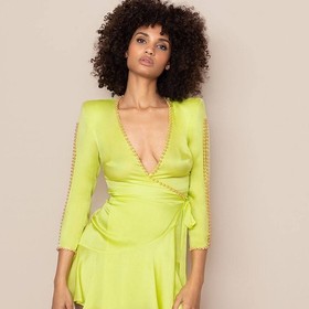 Agent Provocateur Francis Yellow Silk Faux Pearl Mini Gown XS *NO SIZE TAG*