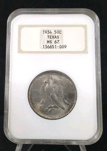 1934 50C TEXAS Silver Commemorative Half Dollar NGC MS67 OLD FATTY HOLDER #4268 - Picture 1 of 4