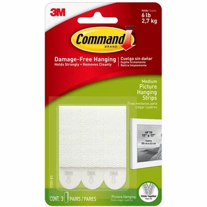 Command Picture Hanging Removable Interlocking Fasteners 3/4" x 2 3/4" Set of 3 - Picture 1 of 9